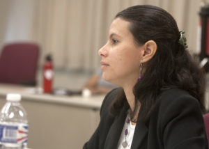 UNeMed Licensing Specialist Agnes Lenagh, Ph.D., listens to student presentations during the first-ever Technology Transfer Boot Camp. Lenagh organized the week-long training session to help grad students and postdocs develop tools needed to commercialize scientific discoveries and inventions.