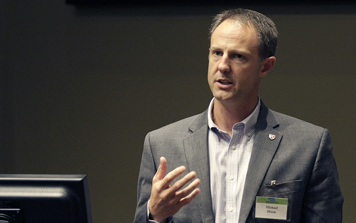 UNeMed PResident and CEO Michael Dixon during the SBIR Road Show, held at the University of Nebraska at Omaha's Mammel Hall on June 29, 2016.