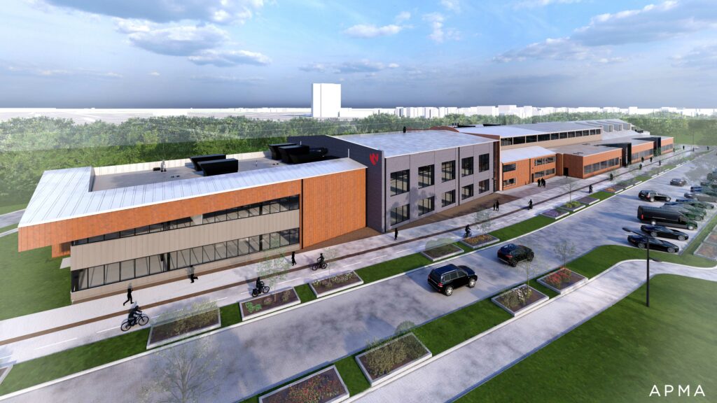 A rendering of the UNMC Innovation Hub at Catalyst, which is part of UNMC's larger Saddle Creek redevelopment project. (Alley Poyner Macchietto Architecture)