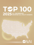The cover page of the National Academy of Inventors' 2025 list of top 100 American institutions to secure a U.S. Patent.