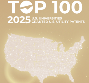 The cover page of the National Academy of Inventors' 2025 list of top 100 American institutions to secure a U.S. Patent.