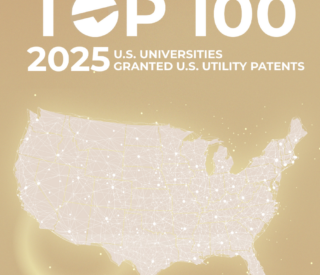 The cover page of the National Academy of Inventors' 2025 list of top 100 American institutions to secure a U.S. Patent.