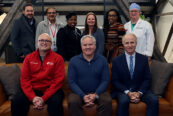 The first cohort of the 2026 Steel Works Health Accelerator are (front, left to right) Steve Salzbrenner, Tim Crane, Ronald Krueger, (back) Kirk Zeller, Ashok Puri, Shiela Fields, Beth Beam, Marcia Shade, Ed O'Leary. Not Pictured: Chris Henkenius.