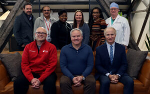 The first cohort of the 2026 Steel Works Health Accelerator are (front, left to right) Steve Salzbrenner, Tim Crane, Ronald Krueger, (back) Kirk Zeller, Ashok Puri, Shiela Fields, Beth Beam, Marcia Shade, Ed O'Leary. Not Pictured: Chris Henkenius.